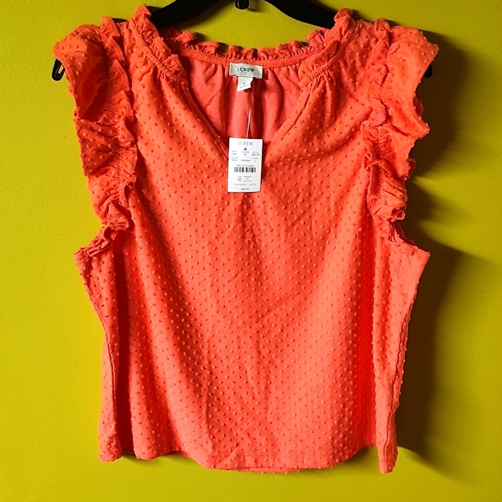 NWT Women's Ruffled Coral Top, Sz L - Picture 4 of 7